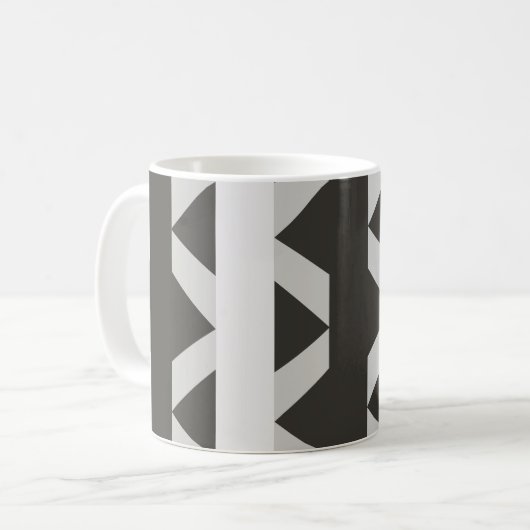 Zeitgenössisches graues Triangle-Muster Kaffeetasse (Vorderseite Links)