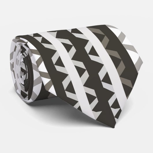 Zeitgenössisches graues Triangle-Muster Krawatte (Gerollt)