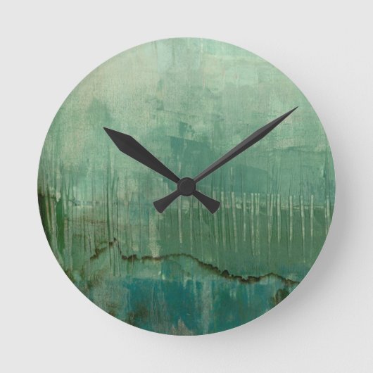 Zeitgenössisches grünes Aquarell Runde Wanduhr (Vorderseite)