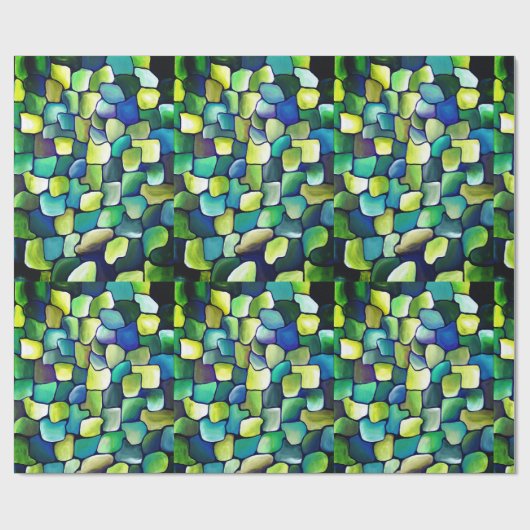 Zeitgenössisches Grünes Muster Geschenkpapier (Flach)