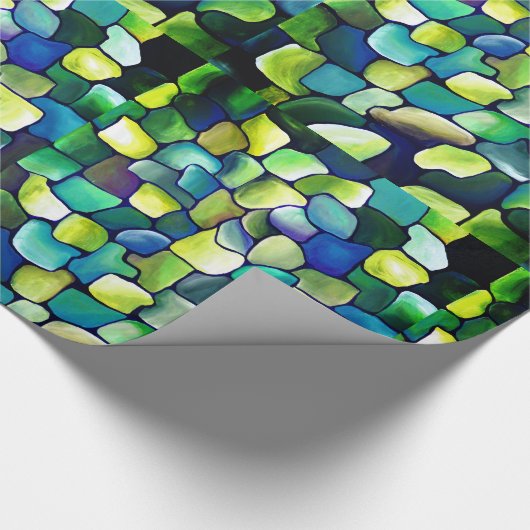 Zeitgenössisches Grünes Muster Geschenkpapier (Ecke)