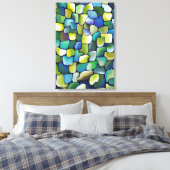 Zeitgenössisches grünes Muster in Aquarellfarben Leinwanddruck (Insitu (Schlafzimmer))