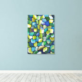 Zeitgenössisches grünes Muster in Aquarellfarben Leinwanddruck (Insitu (Holzboden))