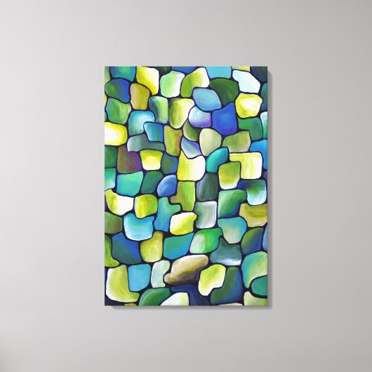 Zeitgenössisches grünes Muster in Aquarellfarben Leinwanddruck (Vorderseite)