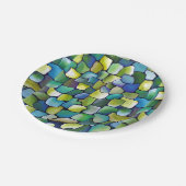 Zeitgenössisches Grünes Muster Pappteller (Schrägansicht)