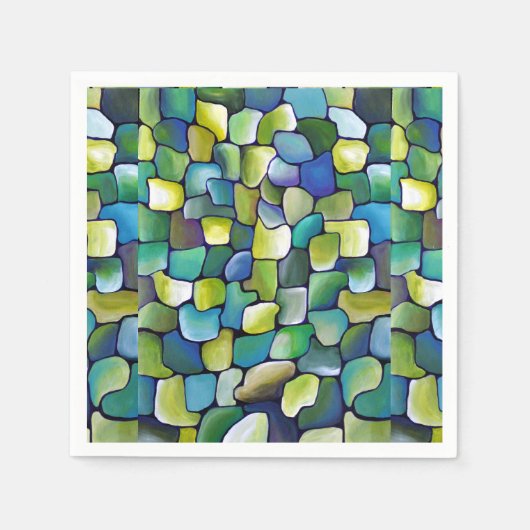 Zeitgenössisches Grünes Muster Serviette (Vorderseite)