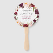 Zeitgenössisches Hochzeitsprogramm für Burgund Rot Fächer (Vorderseite)