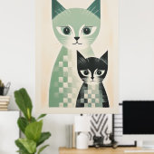 Zeitgenössisches Katzenposter Poster (Heimbüro)