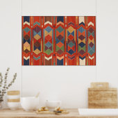 Zeitgenössisches Kilim Pattern Orange Blue Green Poster (Küche)
