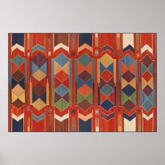 Zeitgenössisches Kilim Pattern Orange Blue Green Poster (Vorne)