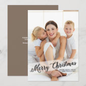 Zeitgenössisches kursives fröhliches Weihnachtsfes Feiertagskarte (Vorne/Hinten)