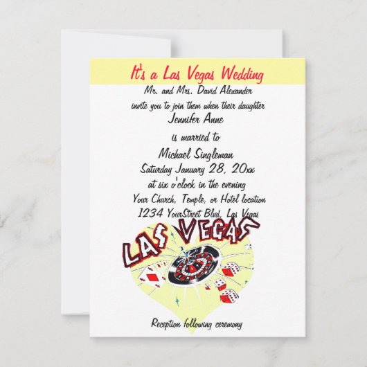 Zeitgenössisches Las Vegas Hochzeitsherz Einladung (Vorderseite)