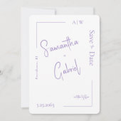 Zeitgenössisches Lavendel-Foto Hochzeit Sichern Si Save The Date (Vorderseite)