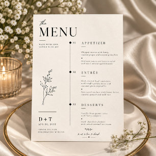 Zeitgenössisches Menu für Hochzeitsfeiern mit geho Menükarte