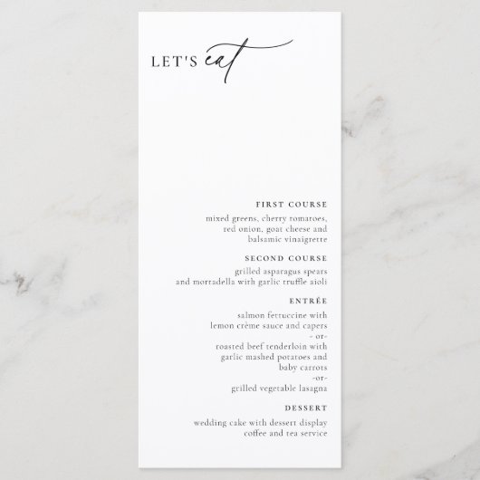 Zeitgenössisches Minimalistisches Menü Menükarte (Vorderseite)