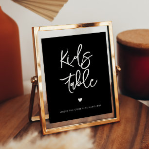 Zeitgenössisches, modernes Kids-Tafelhochzeitszeic Poster