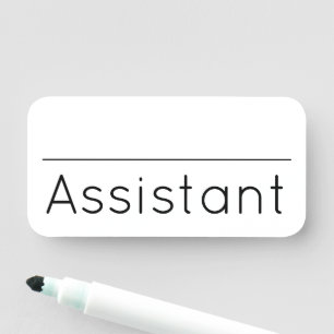 Zeitgenössisches, modernes Namensschild "Assistent