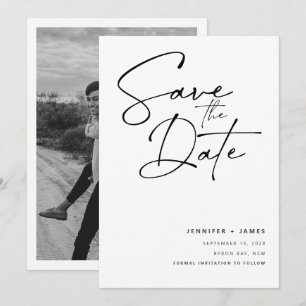 Zeitgenössisches modernes Skript Save-the-Date Einladung