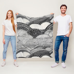 Zeitgenössisches monochromes abstraktes Geometrie- Fleecedecke