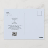 Zeitgenössisches Monogramm Dusty Blue Save the Dat Postkarte (Rückseite)