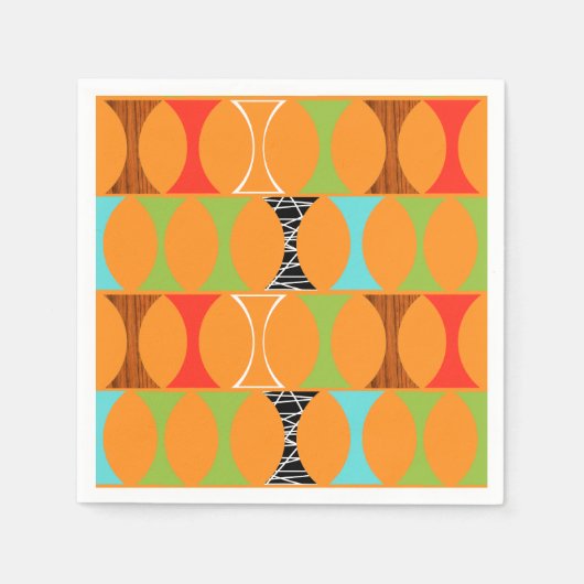 Zeitgenössisches Orangefarbenes Musterpapier Napki Serviette (Vorderseite)