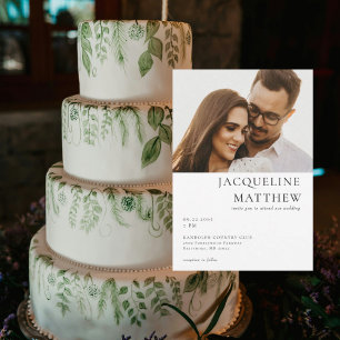Zeitgenössisches Paar-Foto-QR-Code-Hochzeit Einladung