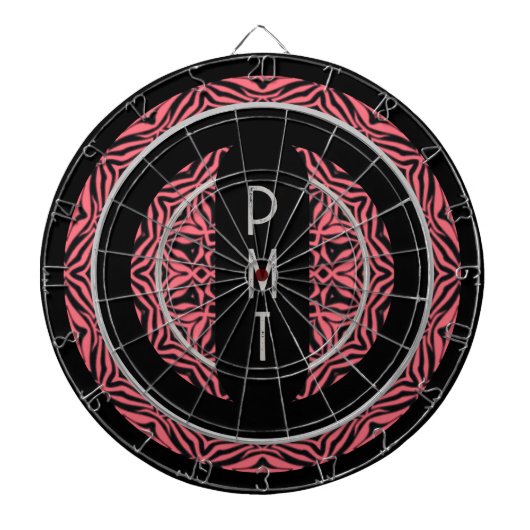 Zeitgenössisches Rosa-Schwarz-Monogramm Personalis Dartscheibe (vorne)