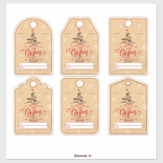 Zeitgenössisches Rot und ein Weihnachtsgeschenk Aufkleber (Blatt)