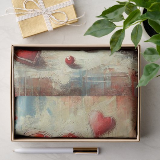 Zeitgenössisches rotes Herz gestrichenes Gewebe Seidenpapier (Geschenk)