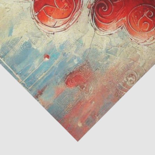 Zeitgenössisches rotes Herz gestrichenes Gewebe Seidenpapier (Detail)