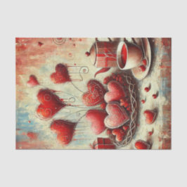 Zeitgenössisches rotes Herz gestrichenes Gewebe Seidenpapier