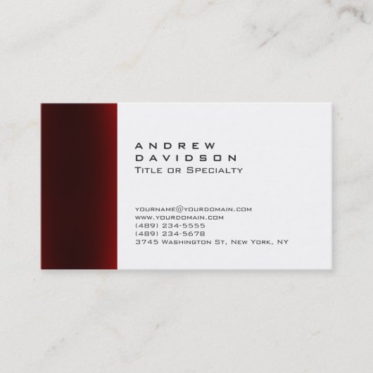 Zeitgenössisches Rotes Weiß Schlicht Stilvolle Vis Visitenkarte (Vorderseite)