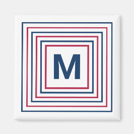 Zeitgenössisches Rotes Weiß und Blau 4. Juli Brief Magnet