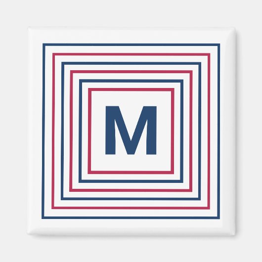 Zeitgenössisches Rotes Weiß und Blau 4. Juli Brief Magnet (Vorne)