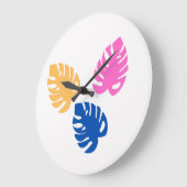 Zeitgenössisches Rustikales Aquamarines Leaf Große Wanduhr (Winkel)