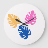 Zeitgenössisches Rustikales Aquamarines Leaf Große Wanduhr (Vorderseite)