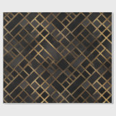Zeitgenössisches Schwarz-Gold-Geometrisches-Abstra Geschenkpapier (Flach)