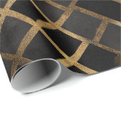 Zeitgenössisches Schwarz-Gold-Geometrisches-Abstra Geschenkpapier (Rolleneckpunkt)