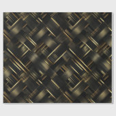 Zeitgenössisches Schwarz-Gold-Geometrisches-Abstra Geschenkpapier (Flach)
