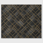 Zeitgenössisches Schwarz-Gold-Geometrisches-Abstra Geschenkpapier (Flach)