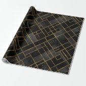 Zeitgenössisches Schwarz-Gold-Geometrisches-Abstra Geschenkpapier (Ungerollt)