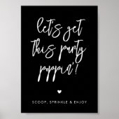 Zeitgenössisches Schwarz Lass uns dieses Party Pop Poster (Vorne)