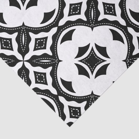 Zeitgenössisches Schwarz-Weiß-Muster Seidenpapier (Ausschnitt)