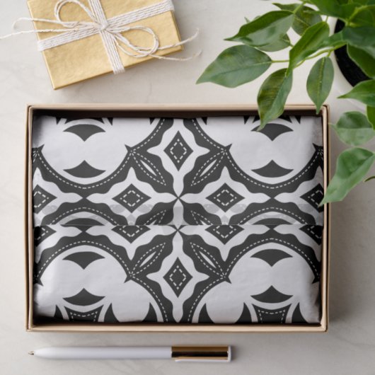 Zeitgenössisches Schwarz-Weiß-Muster Seidenpapier (Geschenk)