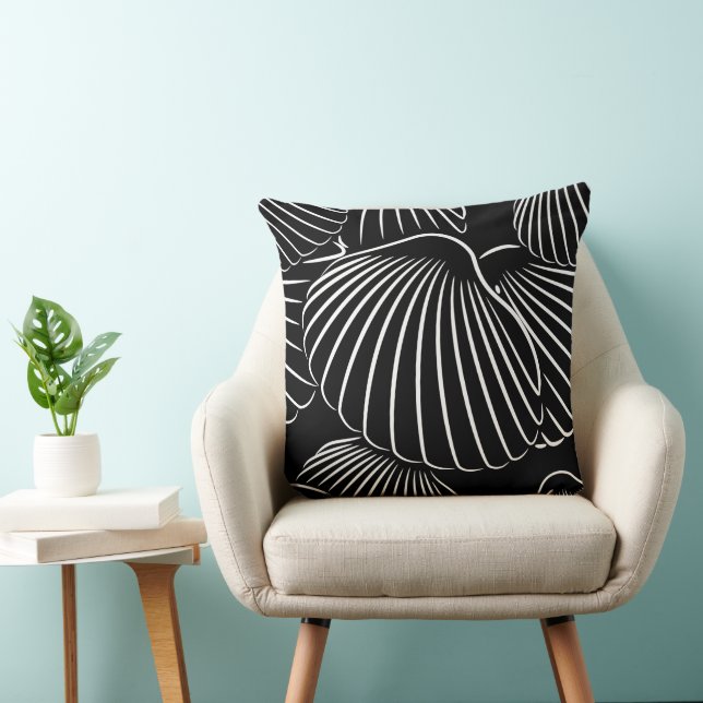 Zeitgenössisches Schwarz/Weiß-Schnürkissen Kissen (Stuhl )