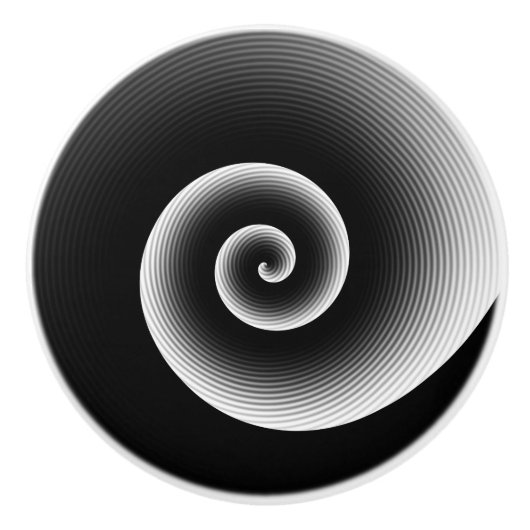 Zeitgenössisches Schwarz-Weiß Stilvolles Twirl-Mus Keramikknauf (Vorderseite)