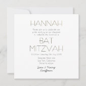 Zeitgenössisches Schwarz-weißes BAT MITZVAH Classi Einladung (Vorderseite)