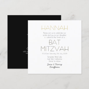 Zeitgenössisches Schwarz-weißes BAT MITZVAH Classi Einladung