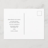 Zeitgenössisches Schwarz Wir haben neue Adresse ve Postkarte (Rückseite)