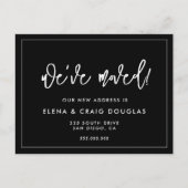 Zeitgenössisches Schwarz Wir haben neue Adresse ve Postkarte (Vorderseite)